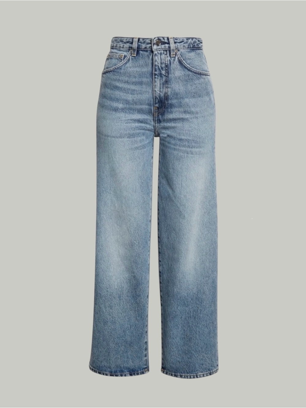 Toteme Cropped Flare Fit Wide Leg Jeans in Worn Blue
